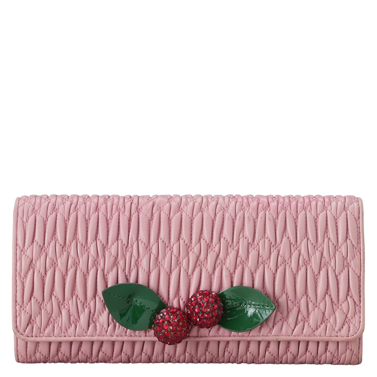 MIU MIU(USED)미우미우 나파 크리스탈 장식 체인 장지갑